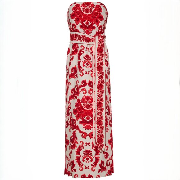 Cara Cara Newcastle Stretch Crepe Strapless Dress in Fiore Red - Size 2 - NWT - Picture 1 of 9